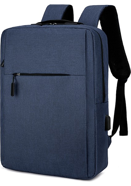 Lacivert Yeni Iş USB Şarj Laptop Çantası USB Portlu Özel Dizüstü Seyahat Sırt Çantası (Yurt Dışından)