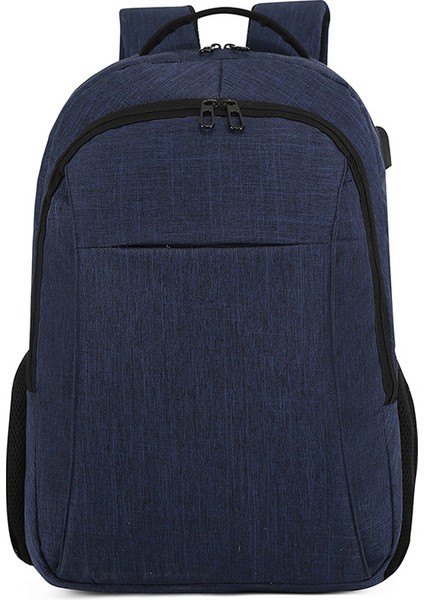 Mavi Saf Renk Basit Erkek Sırt Çantası Çok Fonksiyonlu Eğlence Seyahat Sırt Çantası Aşınmaya Dayanıklı Su Geçirmez Moda (Yurt Dışından)