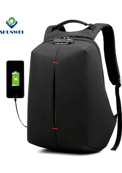 USB Şarj Cihazı ve Şifre Kilidi ile Siyah Erkek Eğlence Dizüstü Sırt Çantası, Hırsızlığa Karşı Spor Dizüstü Sırt Çantası (Yurt Dışından) fiyatları