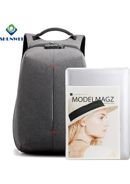 USB Şarj Cihazı ve Şifre Kilidi ile Siyah Erkek Eğlence Dizüstü Sırt Çantası, Hırsızlığa Karşı Spor Dizüstü Sırt Çantası (Yurt Dışından) indirimleri