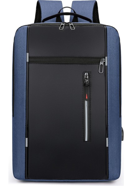 Mavi Fabrika Yeni Tasarım Moda Özel Logo Erkekler Sırt Çantası USB Şarj Telefonu Büyük Kapasiteli Ticari Adam Seyahat Çantası (Yurt Dışından)
