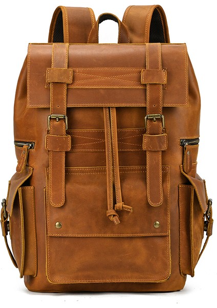 Koyu Kahverengi Yeni Stil Vintage Moda Inek Derisi Erkek Çanta Anti Hırsızlık Erkek Deri Sırt Çantası Erkekler Seyahat Çantası Laptop Sırt Çantası Erkek (Yurt Dışından) fiyatları