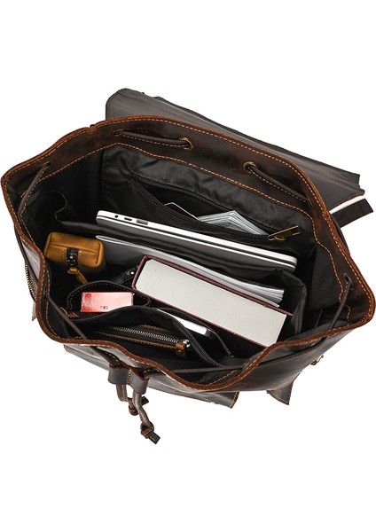 Koyu Kahverengi Yeni Stil Vintage Moda Inek Derisi Erkek Çanta Anti Hırsızlık Erkek Deri Sırt Çantası Erkekler Seyahat Çantası Laptop Sırt Çantası Erkek (Yurt Dışından) indirimleri