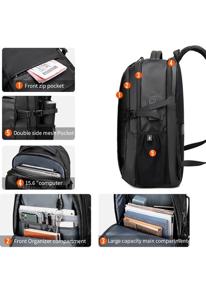 Gri Büyük Kapasiteli Su Geçirmez Seyahat Çantaları 2023 Yeni Moda Erkek Rahat Spor Sırt Çantaları (Yurt Dışından) modelleri