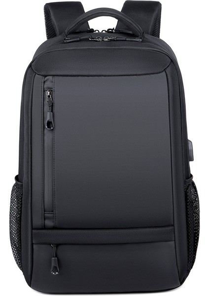 Siyah Fabrika Doğrudan Tedarik Özelleştirilmiş Su Itici Iş Rahat Dizüstü Sırt Çantası Erkek Sırt Çantası USB Şarj Cihazı ile (Yurt Dışından)