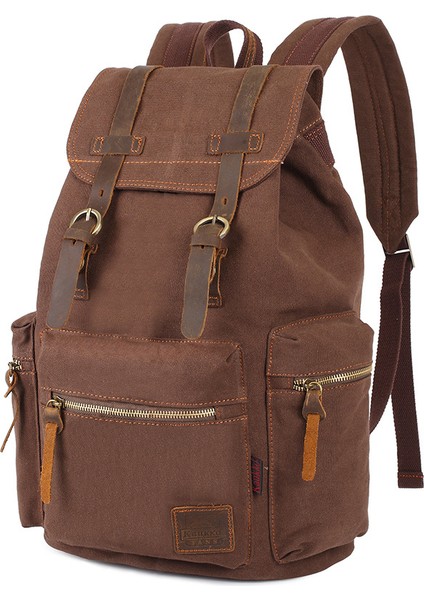 Kahverengi Klasik Dayanıklı Kanvas Sırt Çantası Seyahat Iş Kolej Boyutu Sırt Çantası Erkek Dizüstü Bilgisayar Çantası Sırt Çantaları (Yurt Dışından)