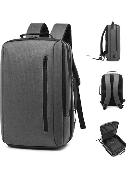 Koyu Haki Sırt Çantası Seyahat Sırt Çantası Erkek Iş Sırt Paketleri USB Şarj Portu ile Laptop Seyahat Sırt Çantası Çanta (Yurt Dışından)