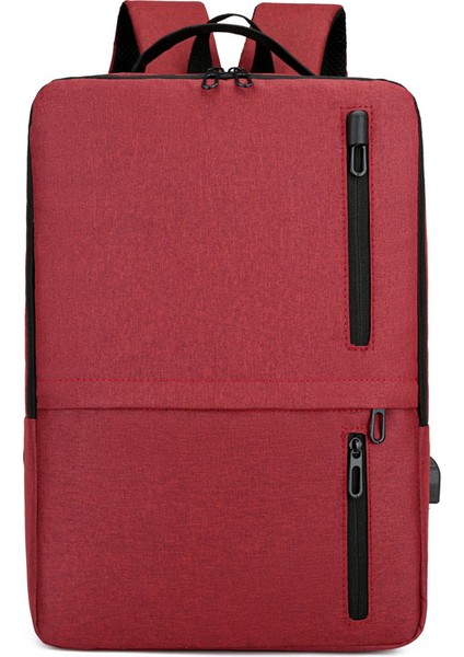 Kırmızı 2023 Fabrika Sıcak Satış Erkek Iş Çantası Çok Fonksiyonlu Su Geçirmez Laptop Sırt Çantası USB ile (Yurt Dışından)