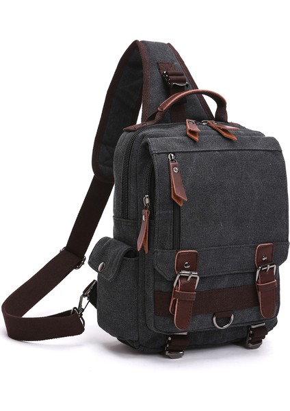 Gri 2 Vintage Tek Sling Kanvas Çantalar ve Sırt Çantası Erkekler Için Büyük Sırt Çantaları Omuz Erkekler Seyahat Okul Çantası (Yurt Dışından) fiyatları