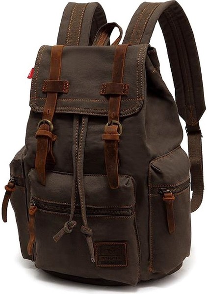 4 Öğrenci Sırt Çantası Retro Erkek ve Kadın Kanvas Sırt Çantası 15,6 Inç Büyük Kapasiteli Bilgisayar Çantası Barındırabilir (Yurt Dışından)