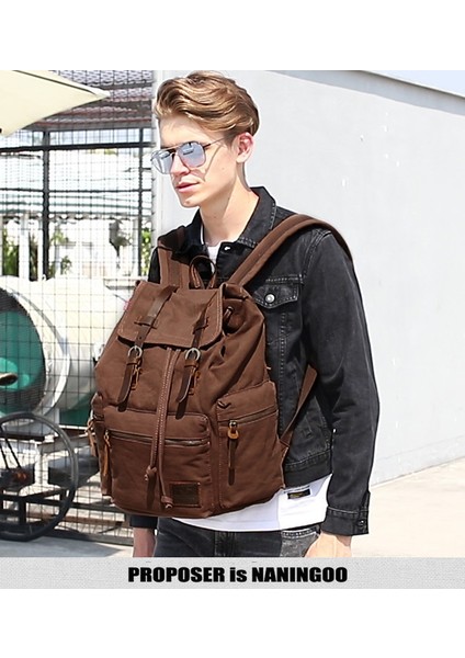 4 Öğrenci Sırt Çantası Retro Erkek ve Kadın Kanvas Sırt Çantası 15,6 Inç Büyük Kapasiteli Bilgisayar Çantası Barındırabilir (Yurt Dışından) fırsatları