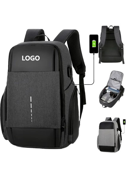 Koyu Haki Çok Fonksiyonlu Akıllı Sırt Çantası Seyahat Sırt Çantası Erkek Iş Sırt Paketleri USB Şarj Portu ile Dizüstü Seyahat Sırt Çantası Çanta (Yurt Dışından)
