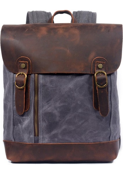 Khaki 38*16*28CM Açık Su Geçirmez Balmumu Tuval Sırt Çantası Retro Eğlence Tuval Erkek Çantası Sırt Çantası (Yurt Dışından) modelleri