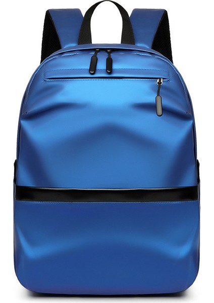 Mavi Yeni Moda Basit Büyük Kapasiteli Sırt Çantası Su Geçirmez Bilgisayar Çantası 15.6 Inç Trend Eğlence Sırt Çantası (Yurt Dışından)