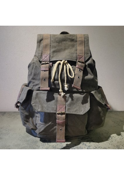 Koyu Yeşil F2350 Özel Logo Düşük Adedi Erkekler Için Kanvas Sırt Çantaları (Yurt Dışından)