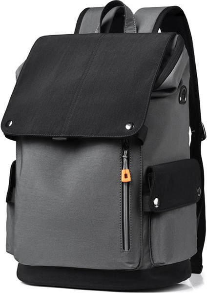Koyu Gri Kentsel Tarzı Rahat Erkek Sırt Çantası Moda Su Geçirmez Aşınmaya Dayanıklı Kumaş Seyahat Iş Sırt Çantası Büyük Kapasiteli Eşleştirme (Yurt Dışından)