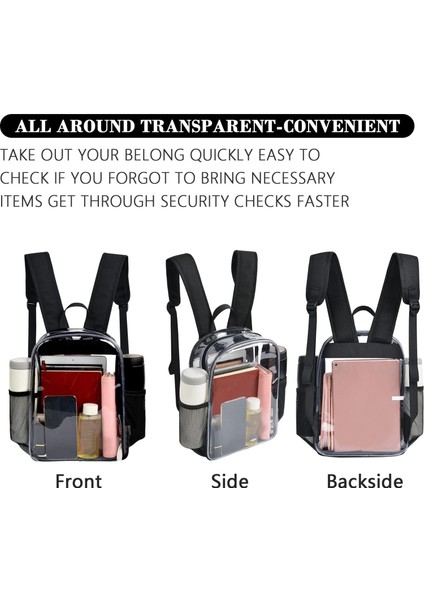 Gri Özel Şeffaf Kitap Sırt Çantası Ağır Hizmet Tipi Şeffaf Sırt Çantası Stadyum Onaylı Pvc Şeffaf Şeffaf Sırt Çantası Konser Festivali Seyahat Için (Yurt Dışından) modelleri