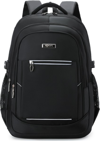 Siyah Yeni Basit Erkek Iş Bilgisayarı Sırt Çantası Seyahat Lise Öğrencileri Yüksek Kapasiteli Lise Okul Çantası (Yurt Dışından)