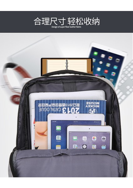 13 Basit Sırt Çantası USB Şarjı Erkek Büyük Kapasiteli Rahat Iş Dizüstü Sırt Çantası (Yurt Dışından) indirimleri