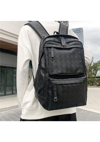 Siyah Yüksek Kaliteli El Yapımı Dokuma Sırt Çantası Eğlence Seyahat Büyük Kapasiteli Trendy Öğrenci Sırt Çantası Bilgisayar Çantası (Yurt Dışından) fiyatları