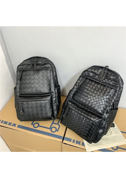Siyah Yüksek Kaliteli El Yapımı Dokuma Sırt Çantası Eğlence Seyahat Büyük Kapasiteli Trendy Öğrenci Sırt Çantası Bilgisayar Çantası (Yurt Dışından) fırsatları