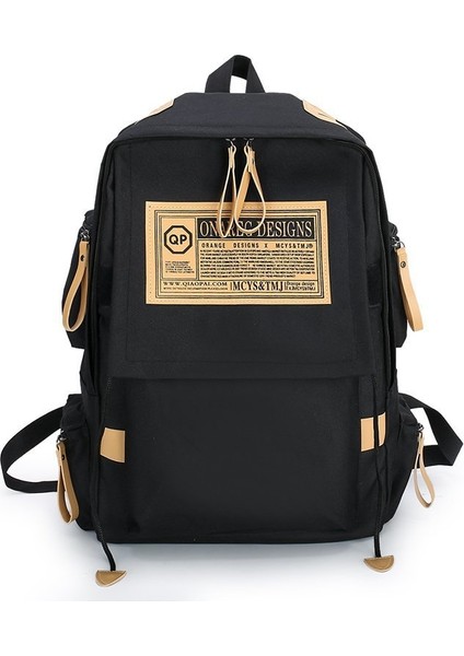 Siyah Japon Sırt Çantası Erkek Sırt Çantası Minimalist Trendy Büyük Kapasiteli Seyahat Bilgisayar Çantası Kadın Ortaokul Öğrenci Sırt Çantası (Yurt Dışından)