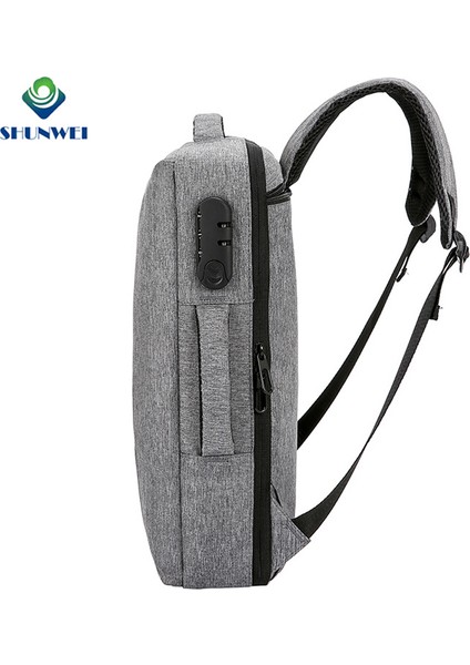 Siyah Fabrika Doğrudan Tedarik Özelleştirilmiş Su Geçirmez Erkek Dizüstü Sırt Çantası Şifre Kilidi ile Yan Saplı Rahat Sırt Çantası (Yurt Dışından) indirimleri