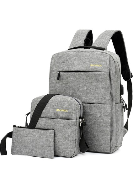 Koyu Gri Mu Laptop Sırt Çantası Yeni Tasarım Okul Çantası Ortaokul Öğrencileri Için En Çok Satan Sırt Çantası Üç Parçalı Set (Yurt Dışından)