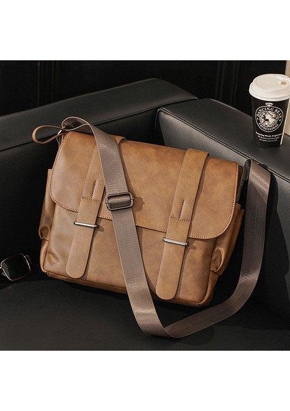 Haki Spot Düz Saç Büyük Kapasiteli Erkek Günlük Crossbody Çanta (Yurt Dışından)