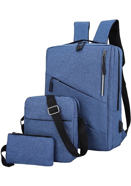 Lacivert Büyük Kapasiteli Bilgisayar Çantası Paketi Moda Çok Fonksiyonlu USB Traveloem Su Geçirmez Dizüstü Sırt Çantası (Yurt Dışından)