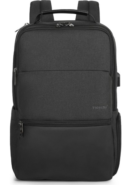 Siyah Tigernu T-B3905 19 Inç Genişletilebilir Basit Sırt Çantası Su Geçirmez USB Rfid Bagpack Mochila Laptop Sırt Çantası Erkekler Için (Yurt Dışından)