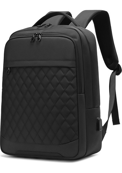 Derin Mavi Erkek Iş Çantası Moda Üç Parçalı Dizüstü Sırt Çantası USB Her Mevsim Büyük Kapasiteli Oxford Kumaş Sırt Çantası (Yurt Dışından)