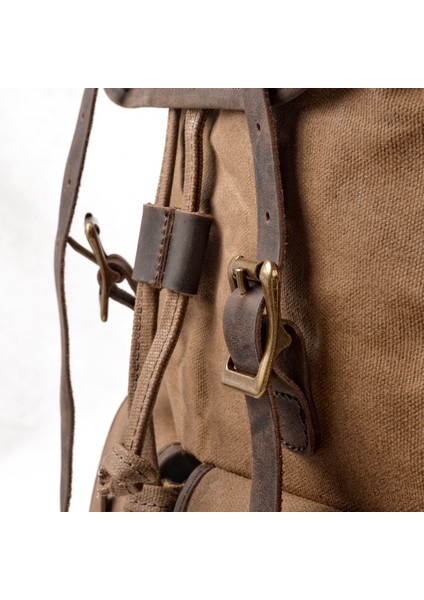 Haki Retro Rahat Büyük Kapasiteli Seyahat Sırt Çantası Kanvas Dikiş Çılgın At Inek Derisi Dağcılık Çantası Kamp Sırt Çantası Açık Bac (Yurt Dışından) modelleri