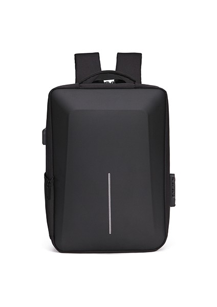 Siyah Fabrika Doğrudan Tedarik Özelleştirilmiş Su Geçirmez Gece Yansıtıcı Erkek Laptop Sırt Çantası USB Şarjlı Rahat Okul Sırt Çantası (Yurt Dışından)