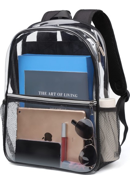 Siyah Erkek Ağır Büyük Şeffaf Sırt Çantaları Rahat Spor Sırt Çantaları Güvenlik Seyahat Koleji Için Tpu Temizle Sırt Çantası (Yurt Dışından)