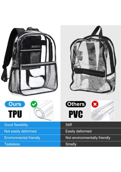 Siyah Erkek Ağır Büyük Şeffaf Sırt Çantaları Rahat Spor Sırt Çantaları Güvenlik Seyahat Koleji Için Tpu Temizle Sırt Çantası (Yurt Dışından) fırsatları