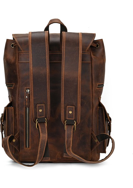 Koyu Kahverengi Luufan Vintage Moda Erkek Deri Sırt Çantası Hakiki Deri Dizüstü Sırt Çantaları Gerçek Inek Derisi Sırt Çantası Erkek Deri Sırt Çantası (Yurt Dışından) fırsatları