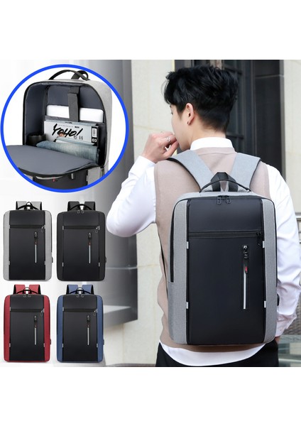 18 Erkek Iş Çantası Laptop Çantası Çok Fonksiyonlu USB Büyük Kapasiteli Sırt Çantası (Yurt Dışından) fırsatları