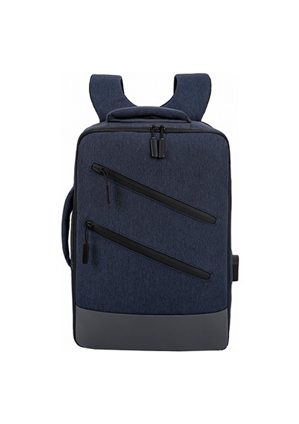Mavi Erkek Boş Zaman Laptop Sırt Çantası USB Şarjlı Rahat Spor Sırt Çantası (Yurt Dışından)