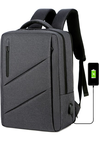 Koyu Gri Rahat Erkek Dizüstü Sırt Çantası Büyük Kapasiteli Açık Iş Sırt Çantası Çok Fonksiyonlu Darbeye Dayanıklı Bilgisayar Çantası (Yurt Dışından)