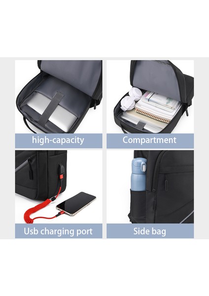 Siyah 15.6 Inç Dizüstü Sırt Çantaları Çanta Su Geçirmez Seyahat Çantaları Erkekler Için USB Bağlantı Noktalı Anti Hırsızlık Sırt Çantası (Yurt Dışından) modelleri