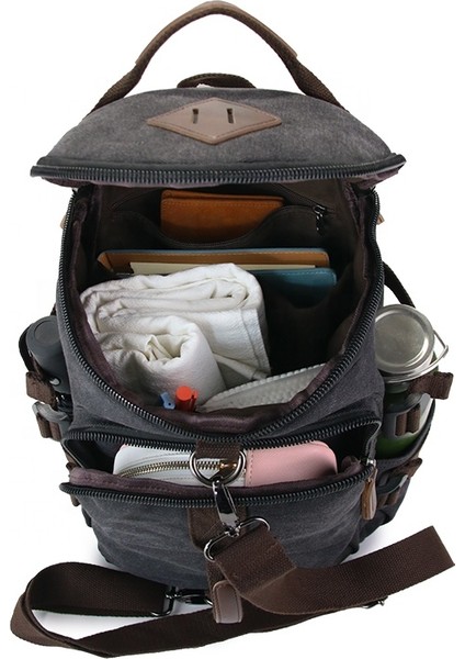 L Gri Bearky Silindir Büyük Kapasiteli Üç Amaçlı Öğrenci Su Geçirmez Özel Çok Fonksiyonlu Erkek Seyahat Kanvas Sırt Çantası Vintage (Yurt Dışından) fırsatları