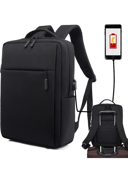 Siyah Yeni Özel Iş Seyahat Anti-Hırsızlık Erkekler Eğlence Su Geçirmez Dizüstü Sırt Çantası USB Şarj ile (Yurt Dışından) modelleri