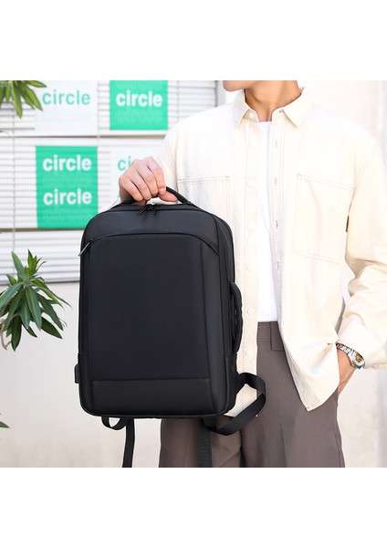 Siyah Erkek Sırt Çantası Iş Genişletilebilir Sırt Çantasıyla Seyahat 15.6 Inç Dizüstü Sırt Çantaları Seyahat Su Geçirmez USB Şarj Erkek Okul Çantaları (Yurt Dışından) indirimleri