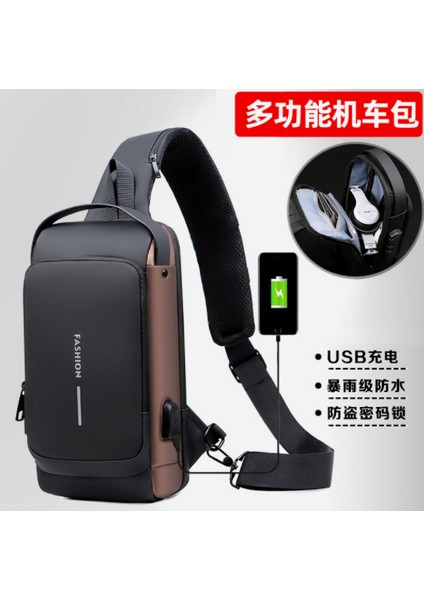 Siyah Erkek Omuz Çantası Sling Çanta Rahat Çok Fonksiyonlu Crossbody Çanta (Yurt Dışından)
