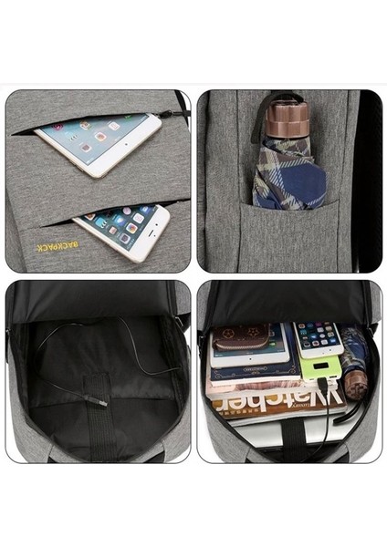 Siyah 812-1782 3 Adet Erkek Sırt Çantası USB Şarj Erkek Çantası Rahat Çok Fonksiyonlu Sırt Çantaları Erkek Okul Çantaları 3 Takım Sırt Çantaları (Yurt Dışından) fırsatları