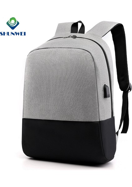 Gri Fabrika Doğrudan Tedarik Özelleştirilmiş Su Geçirmez Günlük Kadın ve Erkek Sırt Çantası USB Şarjlı Laptop Sırt Çantası (Yurt Dışından) modelleri