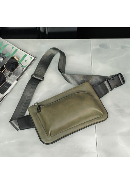 Yeşil Casual Checker Postacı Omuz Çantası Çapraz Omuz Sırt Çantası Erkek Küçük Kare Çanta (Yurt Dışından)