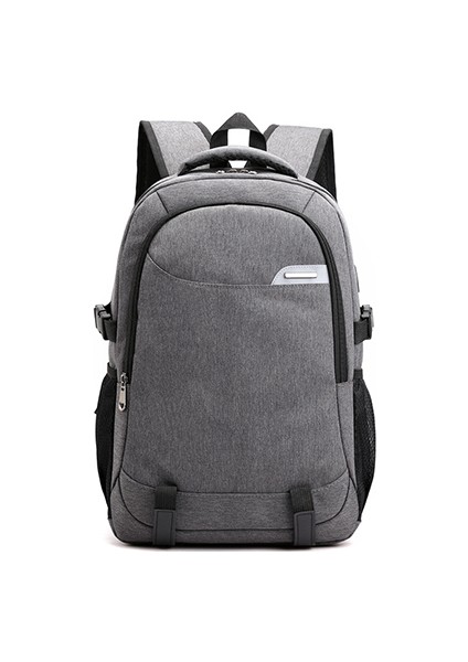 Gri Fabrika Doğrudan Tedarik Özelleştirilmiş Su Geçirmez Gece Yansıtıcı Tasarım Rahat Sırt Çantası Erkek USB Şarj Cihazı ile Laptop Sırt Çantası (Yurt Dışından)