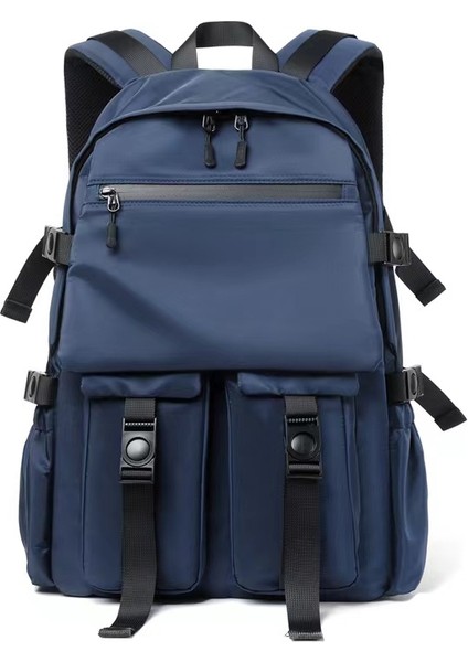 Mavi Su Geçirmez Büyük Kapasiteli Bilgisayar Sırt Çantası Erkek Seyahat Sırt Çantası Basit Eğlence Öğrenci Çantası (Yurt Dışından)